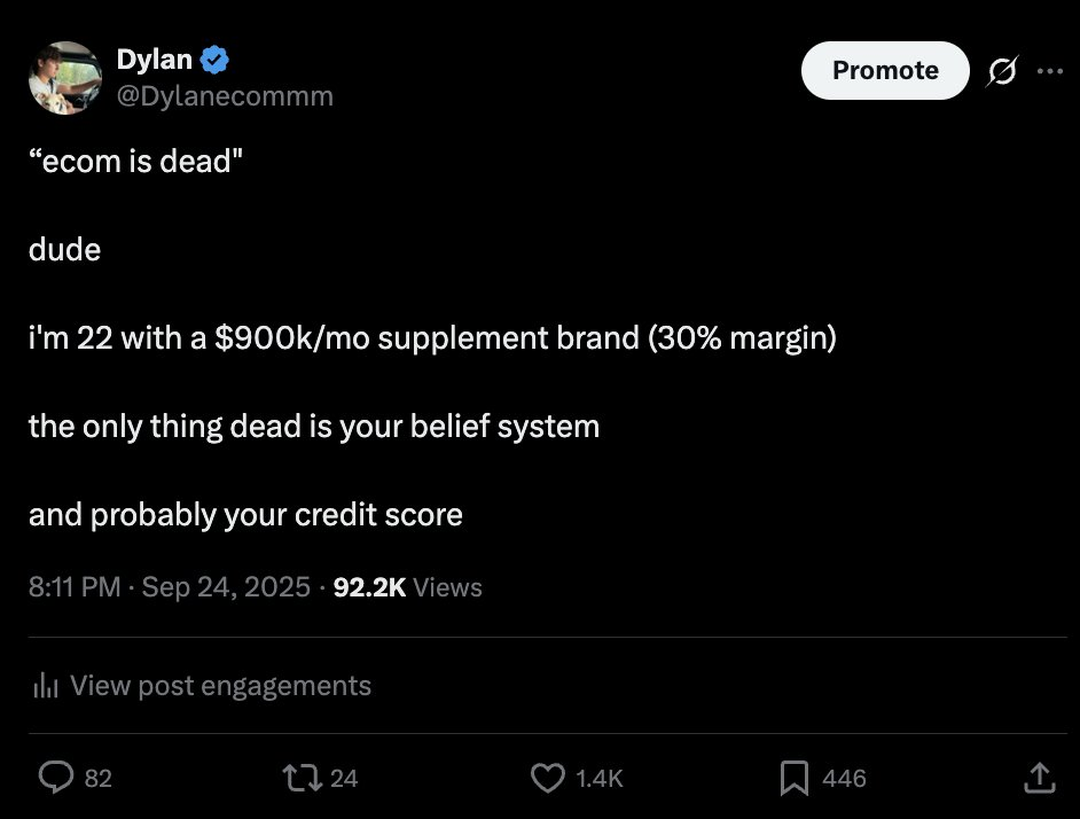 Dylan’s ecommerce is dead post shown with 92.2 thousand views